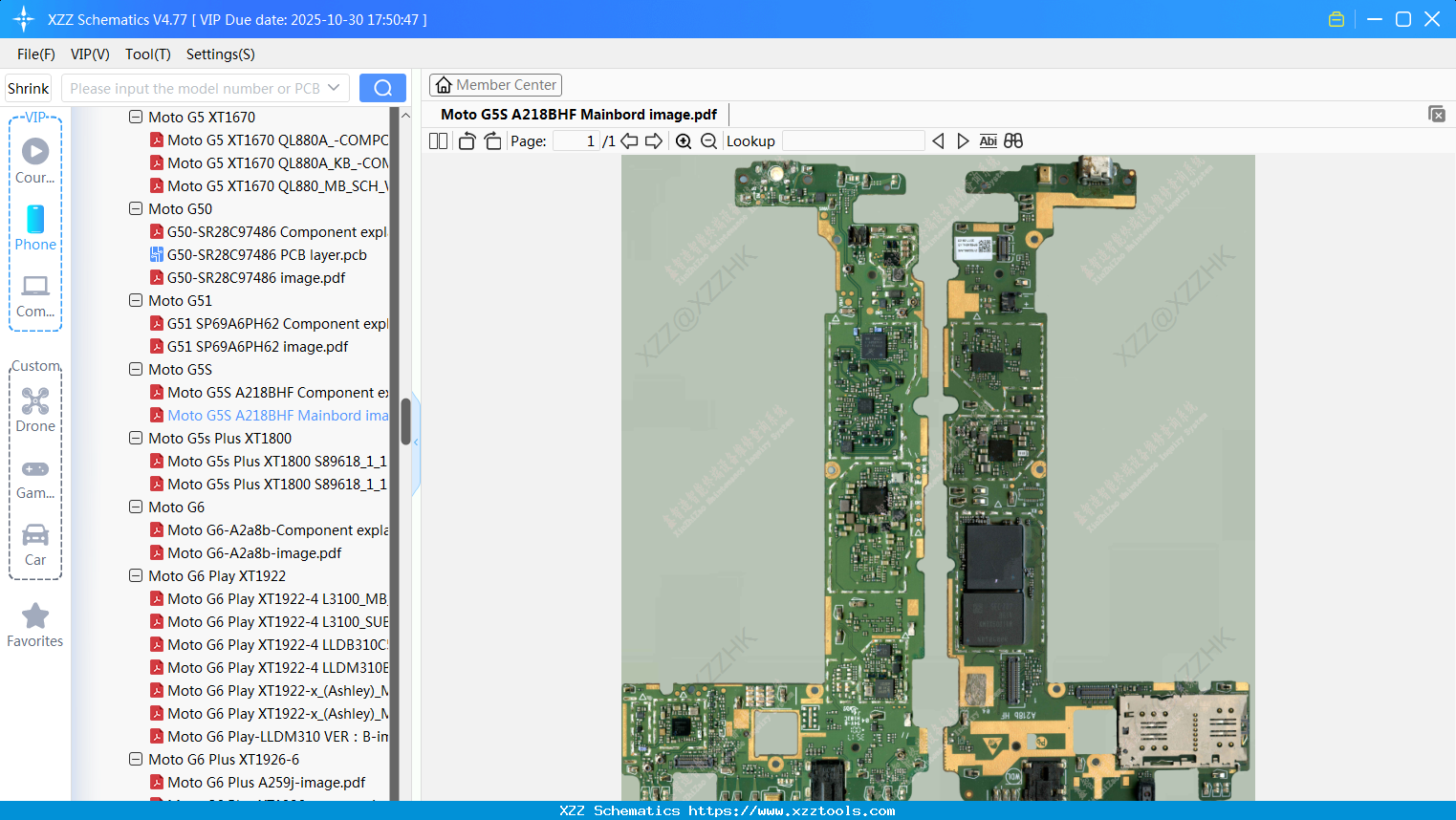 Motorola Moto G5S A218BHF Mainbord Image